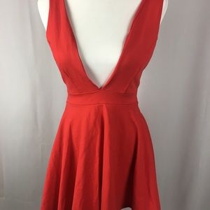 Lulu’s deep v-neck skater fit and flare dress